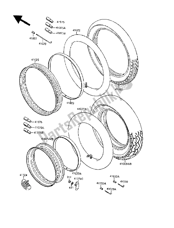 Tutte le parti per il Pneumatico del Kawasaki VN 15 SE 1500 1988