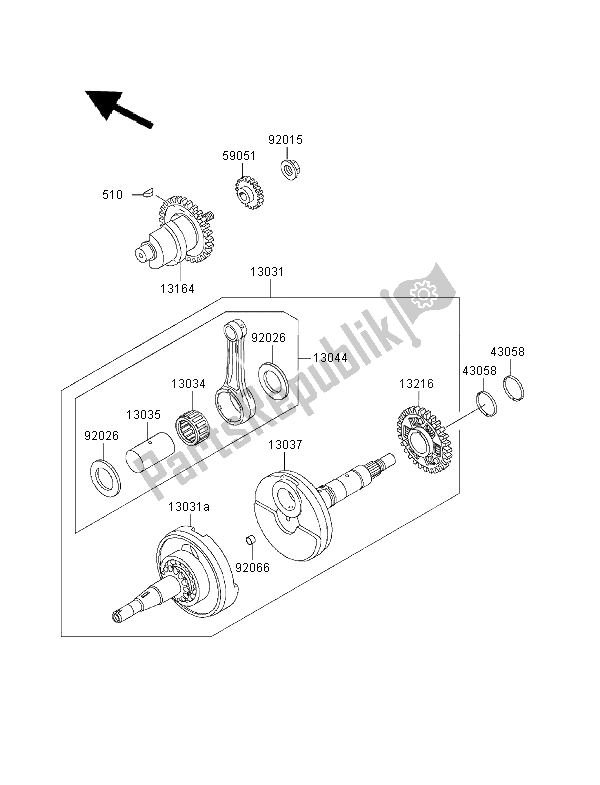 All parts for the Crankshaft of the Kawasaki KVF 300 4X4 2000