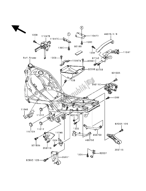 All parts for the Battery Case of the Kawasaki ZZ R 600 1993