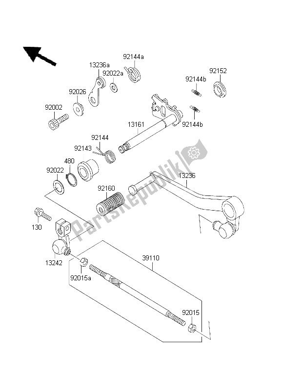 All parts for the Gear Change Mechanism of the Kawasaki Ninja ZX 7R 750 2001