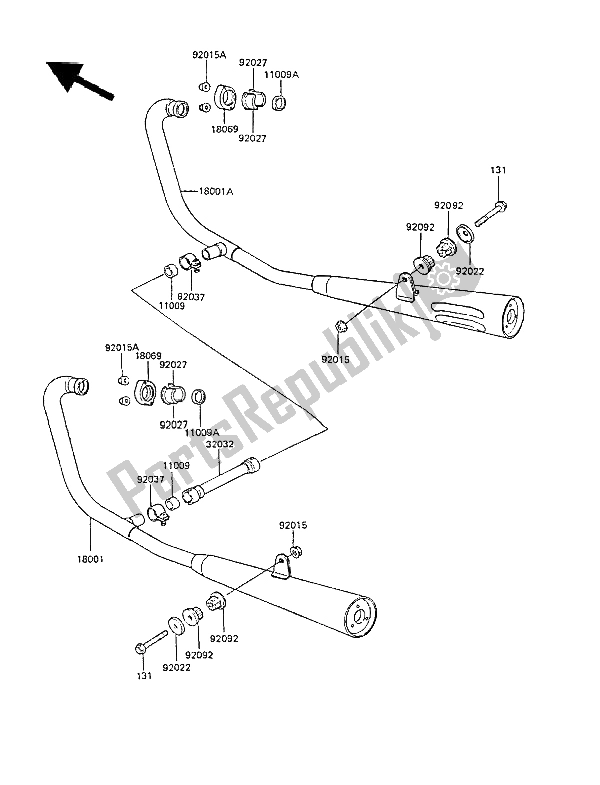 Tutte le parti per il Silenziatore (s) del Kawasaki GPZ 305 Belt Drive 1985