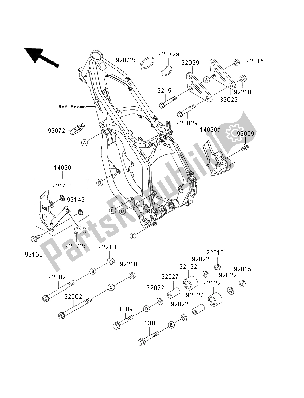 All parts for the Frame Fittings of the Kawasaki KX 125 2001