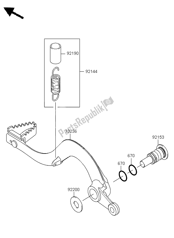 All parts for the Brake Pedal of the Kawasaki KX 250F 2011