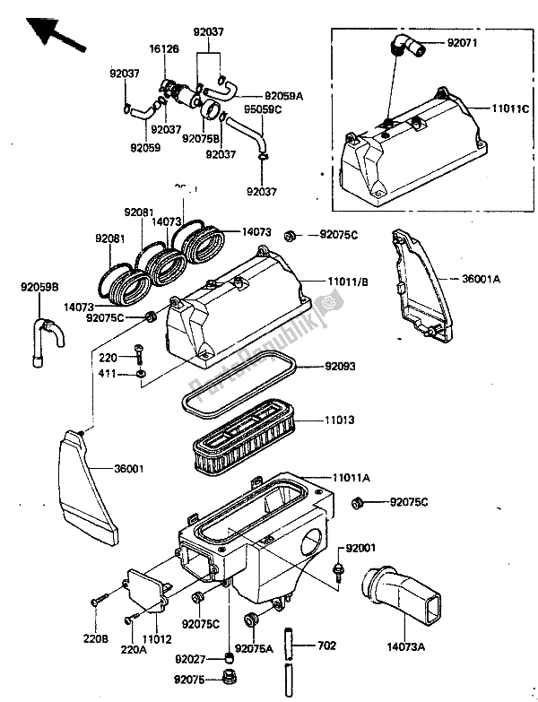 Tutte le parti per il Filtro Dell'aria del Kawasaki ZN 1300 1986