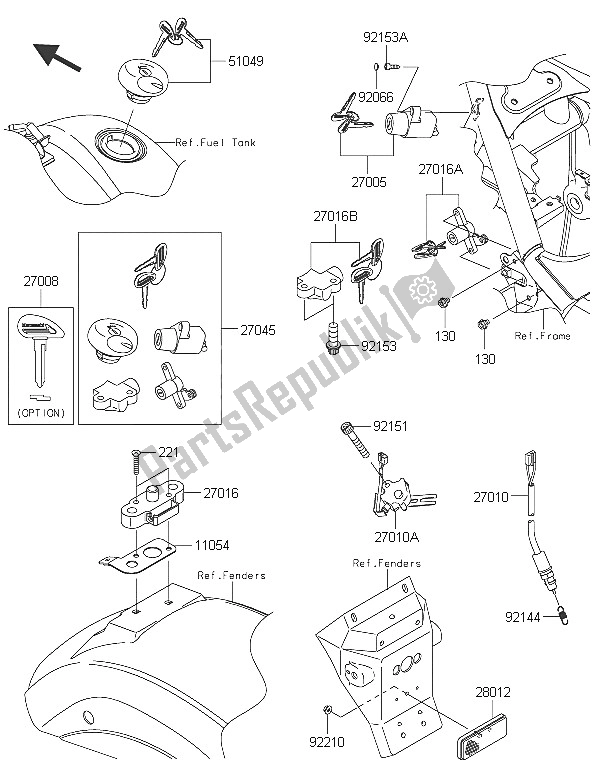 All parts for the Ignition Switch of the Kawasaki Vulcan 900 Custom 2016