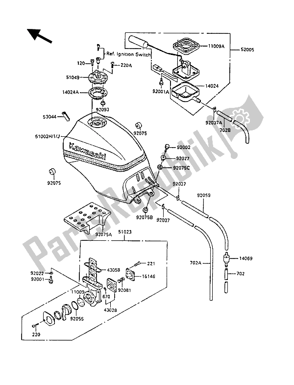 Tutte le parti per il Serbatoio Di Carburante del Kawasaki GPZ 900R 1987