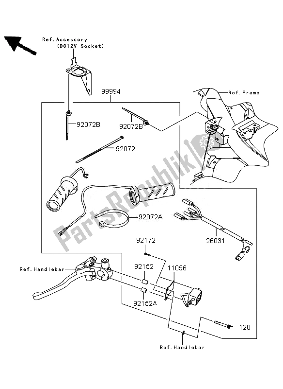 All parts for the Accessory (grip Heater) of the Kawasaki Versys ABS 650 2011