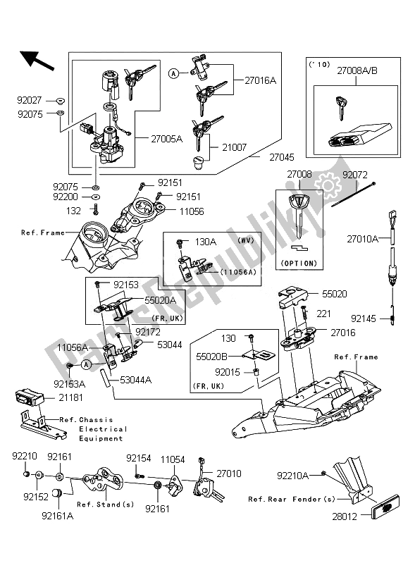 Tutte le parti per il Interruttore Di Accensione del Kawasaki Z 1000 2010