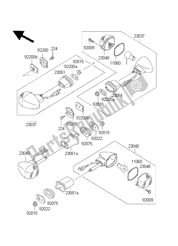 All parts for the Turn Signals of the Kawasaki Ninja ZX 6R 600 2001