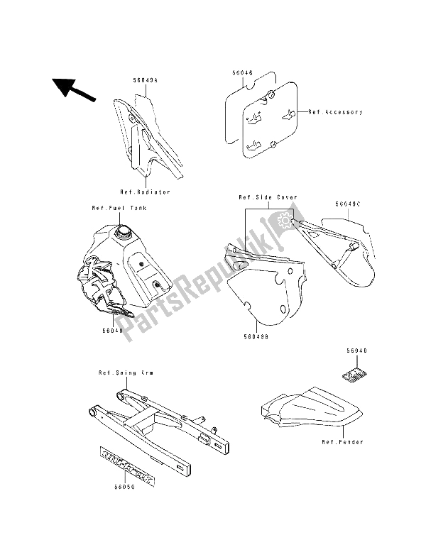 Tutte le parti per il Etichetta del Kawasaki KX 80 SW LW 1991