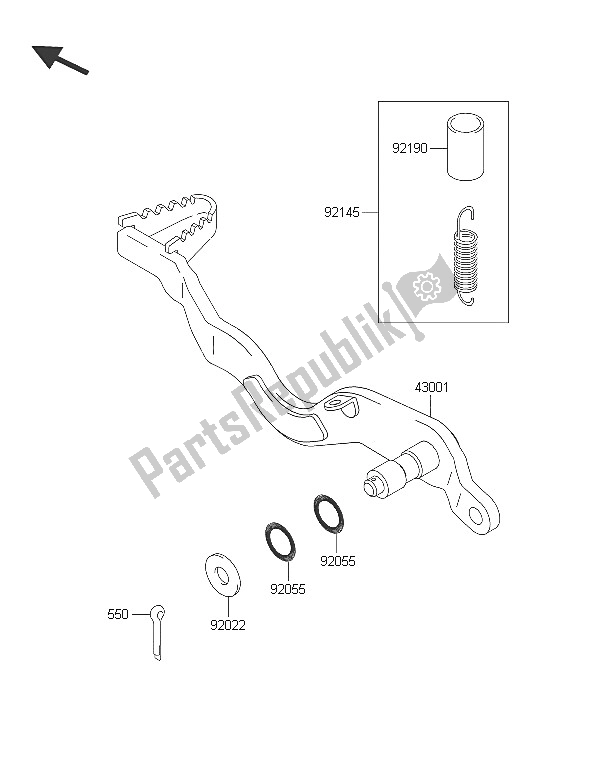 All parts for the Brake Pedal of the Kawasaki KLX 250 2016