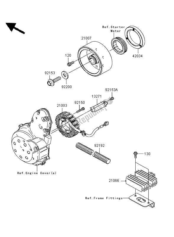 Tutte le parti per il Generatore del Kawasaki ER 6N 650 2006