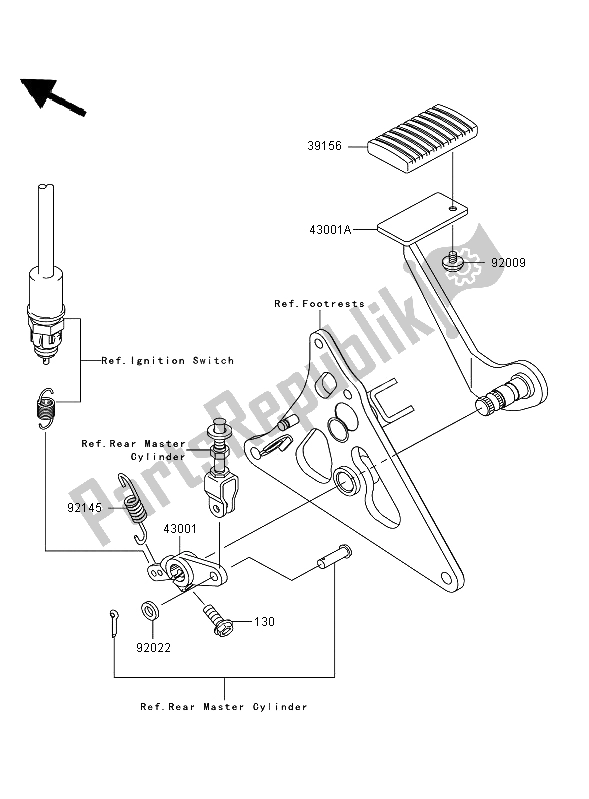 All parts for the Brake Pedal of the Kawasaki VN 1600 Mean Streak 2006