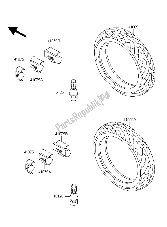 Tutte le parti per il Pneumatici del Kawasaki ER 5 500 2004