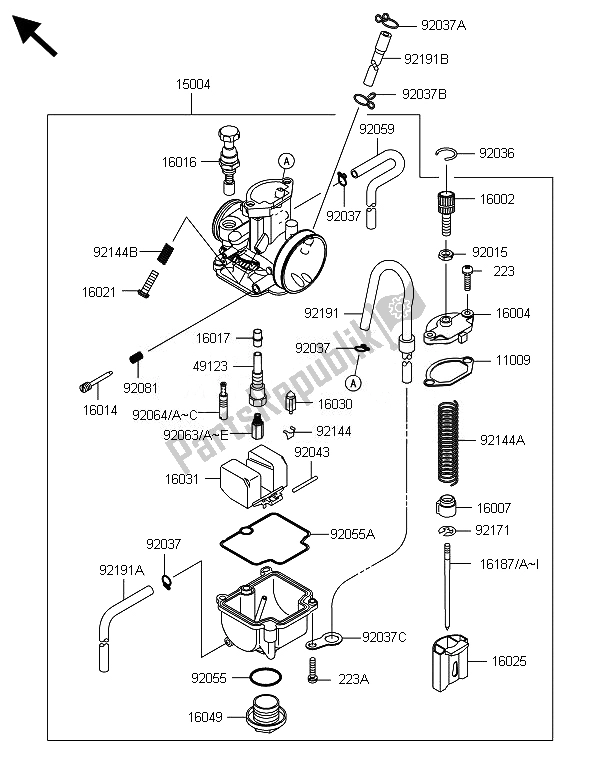 Todas as partes de Carburador do Kawasaki KX 85 LW 2014