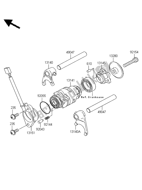 All parts for the Gear Change Drum & Shift Fork of the Kawasaki KLX 110 2012