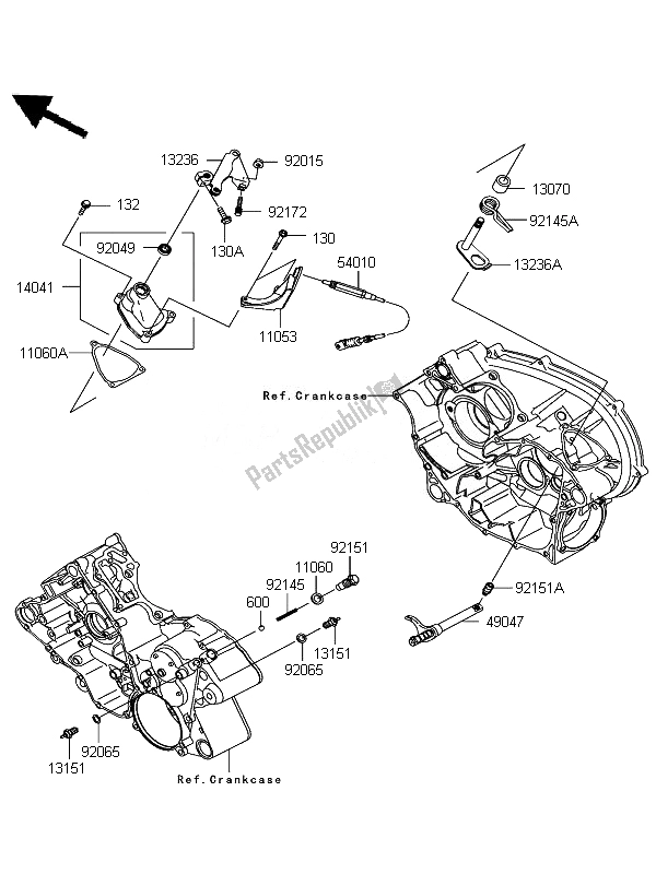 All parts for the Gear Change Mechanism of the Kawasaki KFX 700 KSV 700B7F 2007