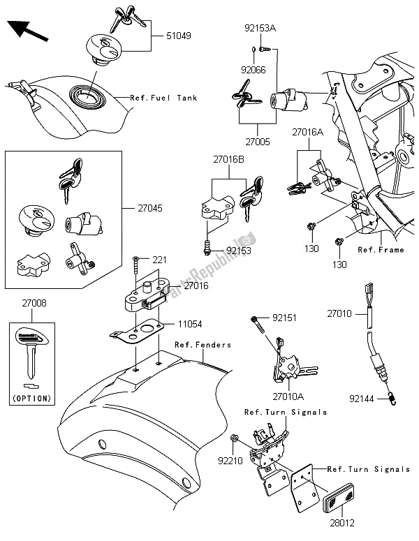 All parts for the Ignition Switch of the Kawasaki VN 900 Classic 2014