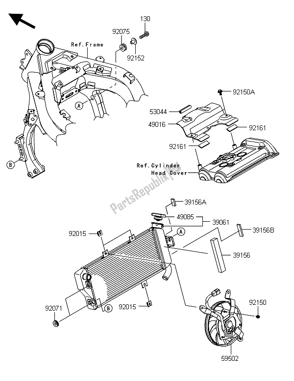 All parts for the Radiator of the Kawasaki ER 6F 650 2014