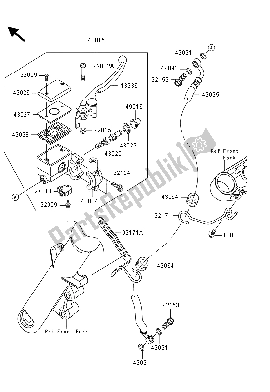 Tutte le parti per il Pompa Freno Anteriore del Kawasaki VN 900 Custom 2013