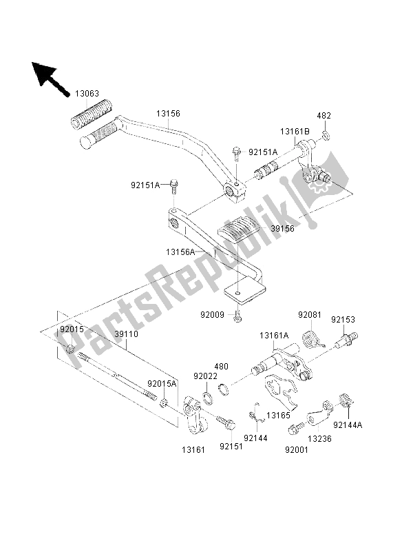 Alle onderdelen voor de Schakelmechanisme van de Kawasaki VN 1500 Classic FI 2001