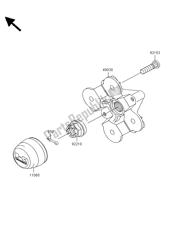 All parts for the Front Hub of the Kawasaki KVF 650 4X4 2013