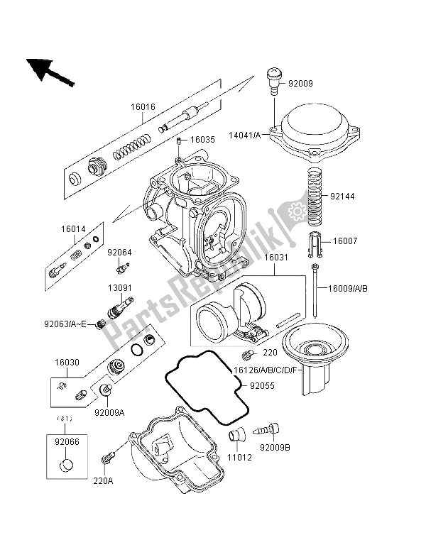 All parts for the Carburetor Parts of the Kawasaki ZZR 1100 1996