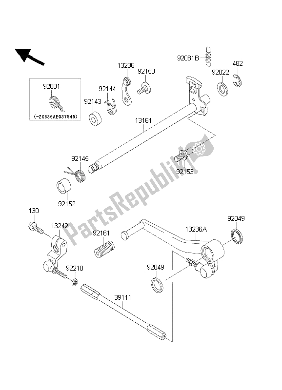 Alle onderdelen voor de Schakelmechanisme van de Kawasaki Ninja ZX 6R 600 2003