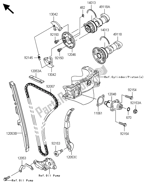 Toutes les pièces pour le Arbre (s) à Cames Et Tendeur du Kawasaki KLX 450R 2014