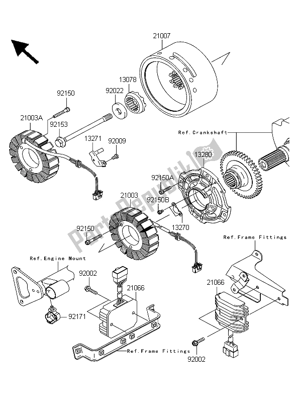 All parts for the Generator of the Kawasaki VN 1600 Classic 2003