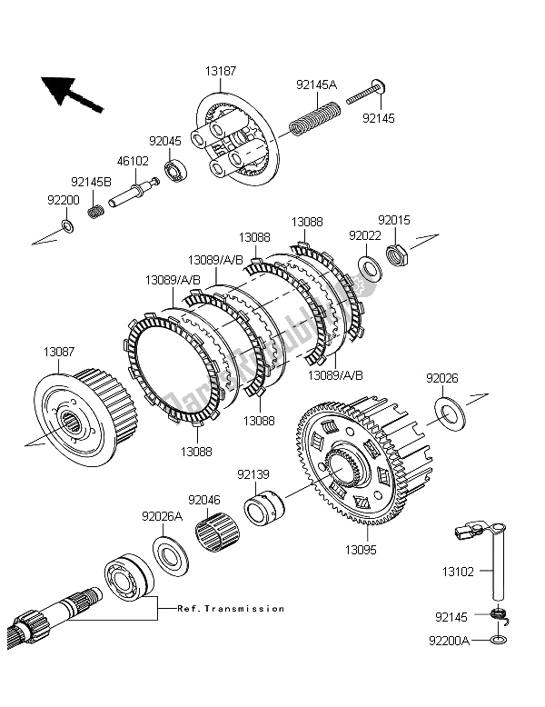 Alle onderdelen voor de Koppeling van de Kawasaki Z 750 ABS 2012