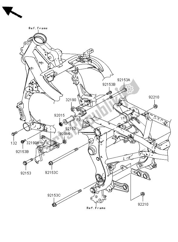 Alle onderdelen voor de Motorsteun van de Kawasaki ER 6F 650 2006