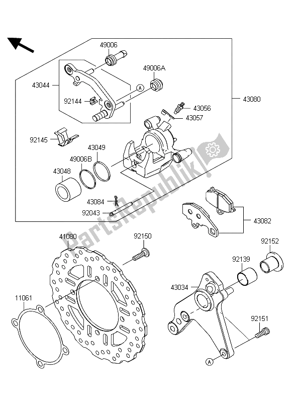 All parts for the Rear Brake of the Kawasaki Z 1000 2011