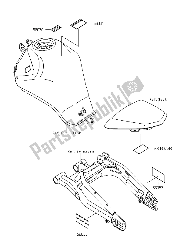 All parts for the Labels of the Kawasaki ER 6F 650 2012