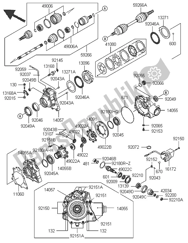 Todas las partes para Eje Delantero de Kawasaki KVF 750 4X4 2005