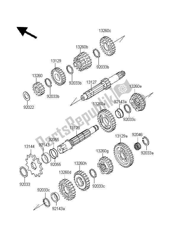 Todas las partes para Transmisión de Kawasaki KDX 200 1999