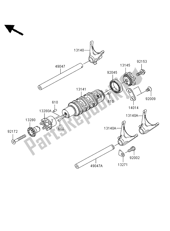All parts for the Gear Change Drum & Shift Fork of the Kawasaki Versys ABS 650 2008