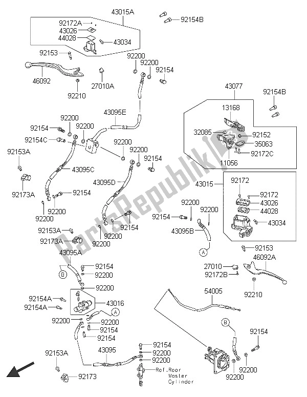 All parts for the Front Master Cylinder of the Kawasaki Brute Force 300 2016
