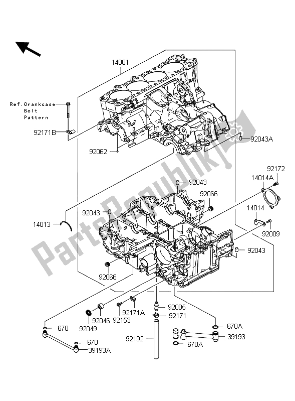 Todas las partes para Caja Del Cigüeñal de Kawasaki 1400 GTR ABS 2012