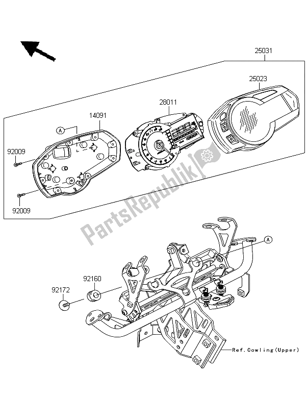 All parts for the Meter of the Kawasaki Z 1000 SX ABS 2011