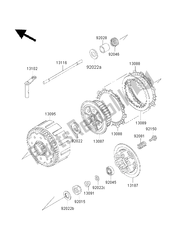 Todas las partes para Embrague de Kawasaki KX 500 2001