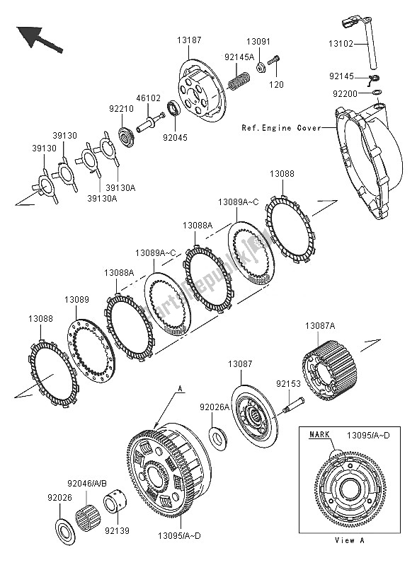 Todas las partes para Embrague de Kawasaki Ninja ZX 10R 1000 2005