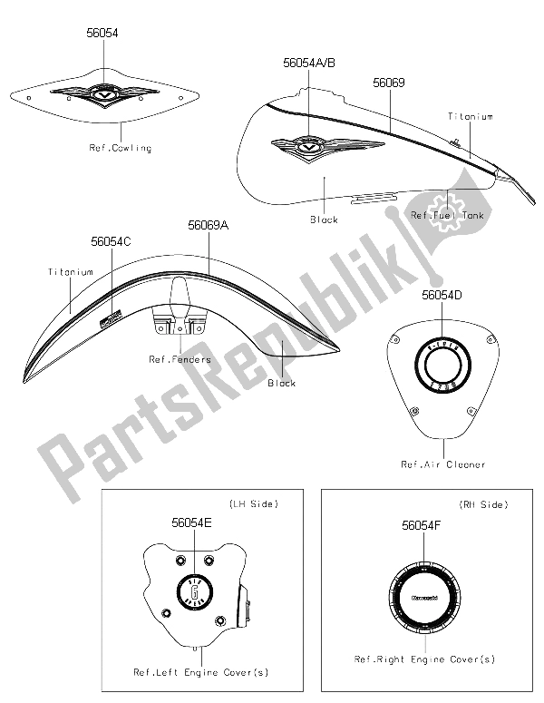 All parts for the Decals of the Kawasaki Vulcan 1700 Nomad ABS 2015