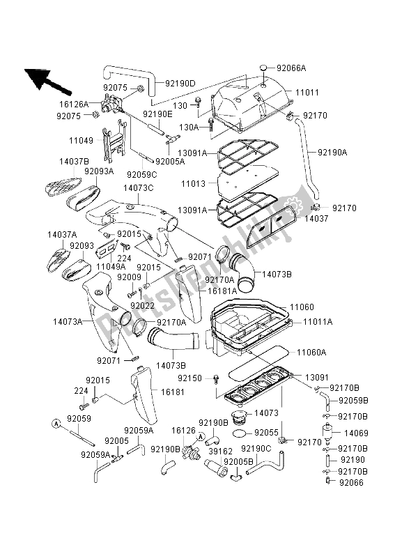 Tutte le parti per il Filtro Dell'aria del Kawasaki Ninja ZX 6R 600 1995