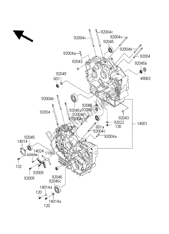 All parts for the Crankcase of the Kawasaki VN 800 Drifter 1999