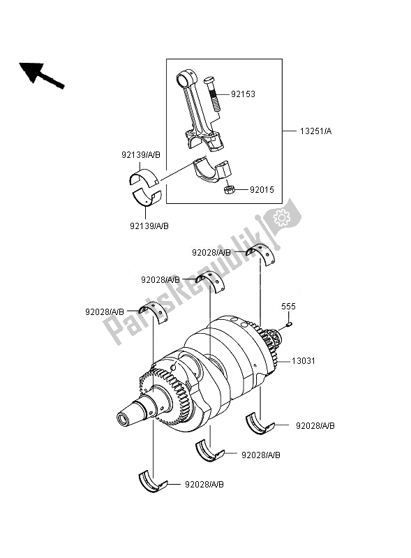 All parts for the Crankshaft of the Kawasaki Versys 650 2007