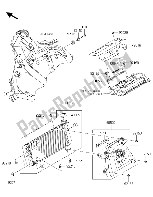 All parts for the Radiator of the Kawasaki Versys 650 ABS 2015