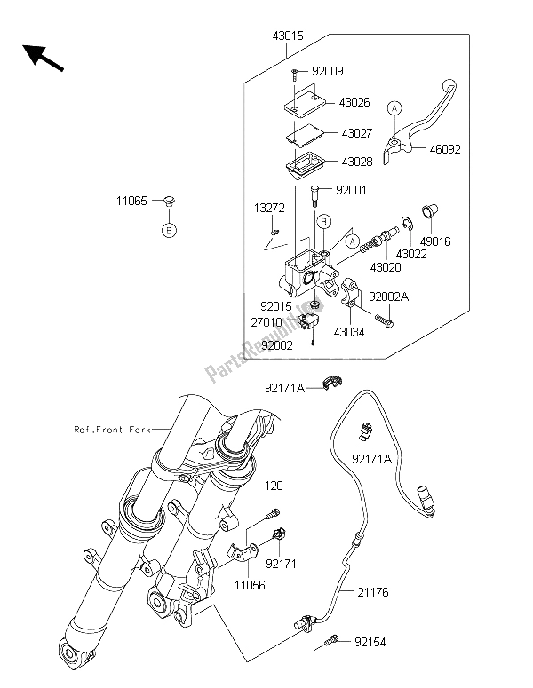 Tutte le parti per il Pompa Freno Anteriore del Kawasaki Ninja 250 SL ABS 2015