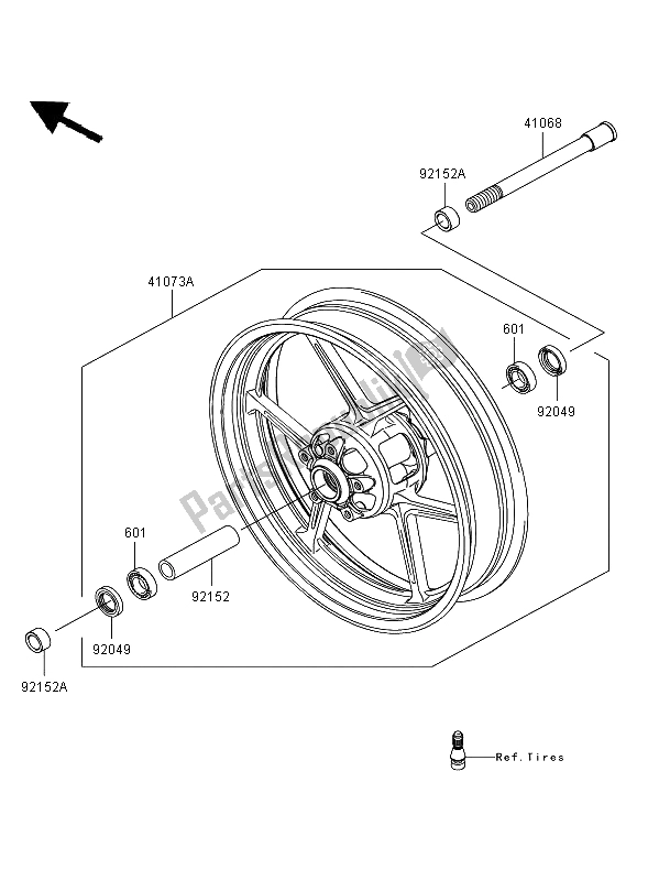 Wszystkie części do Piasta Przednia Kawasaki ER 6F 650 2006