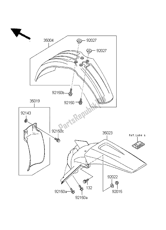 All parts for the Fenders of the Kawasaki KX 250 1999